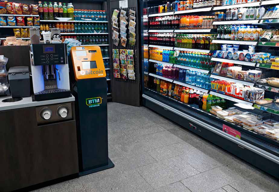 Bitcoin ATM installed in a retail store